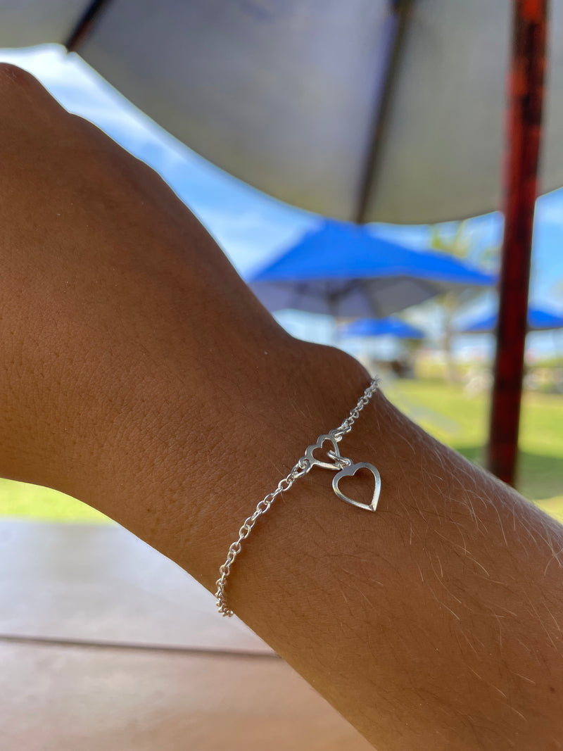 Pulseira coração duplo