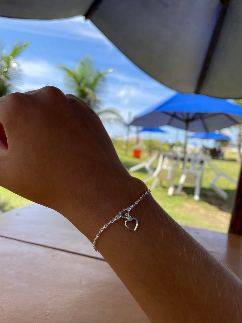 Pulseira coração duplo
