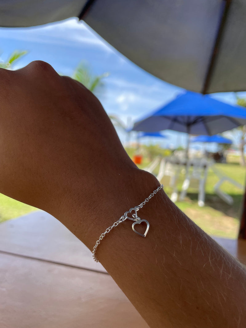 Pulseira coração duplo